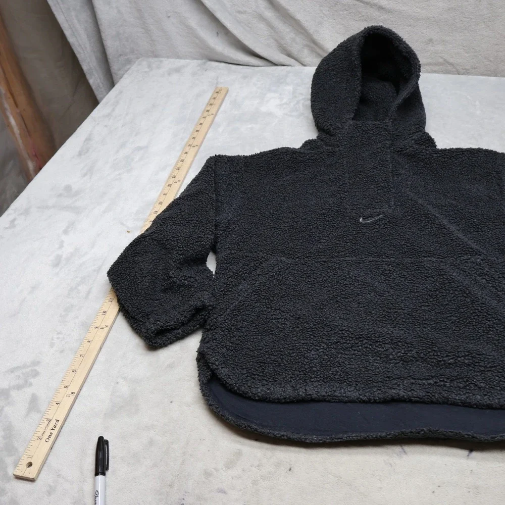 Nike Jacket Girls Medium Black Therma-FIT Hooded Sherpa Fleece Training Pullover